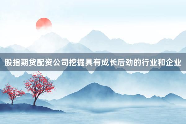 股指期货配资公司挖掘具有成长后劲的行业和企业