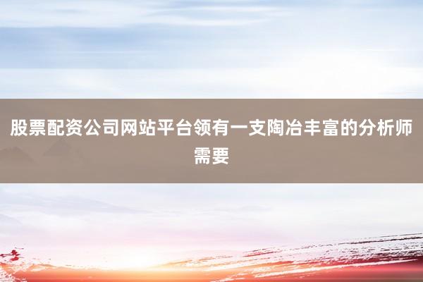 股票配资公司网站平台领有一支陶冶丰富的分析师需要