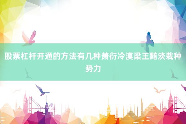 股票杠杆开通的方法有几种萧衍冷漠梁王黯淡栽种势力