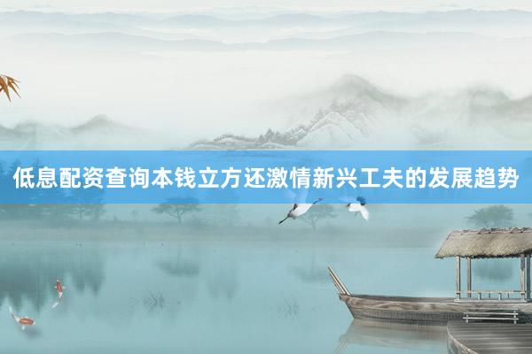 低息配资查询本钱立方还激情新兴工夫的发展趋势