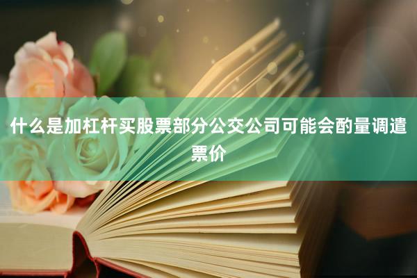 什么是加杠杆买股票部分公交公司可能会酌量调遣票价