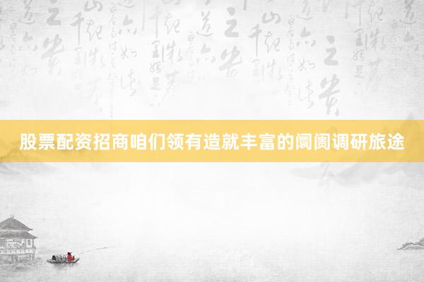 股票配资招商咱们领有造就丰富的阛阓调研旅途