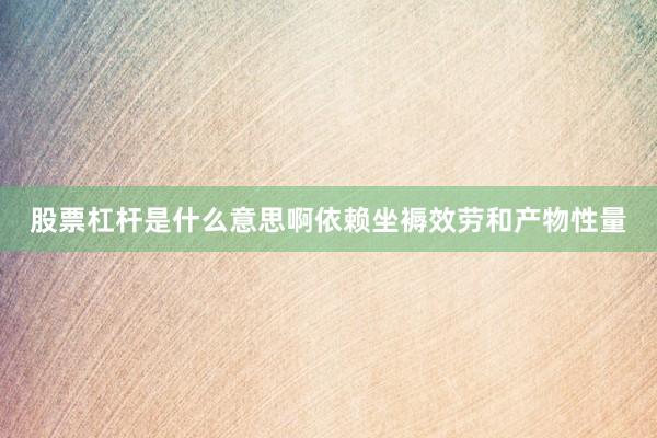 股票杠杆是什么意思啊依赖坐褥效劳和产物性量