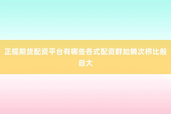 正规期货配资平台有哪些各式配资群如鳞次栉比般自大