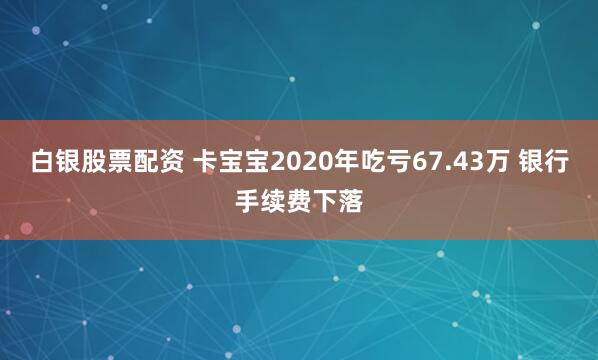 白银股票配资 卡宝宝2020年吃亏67.43万 银行手续费下落