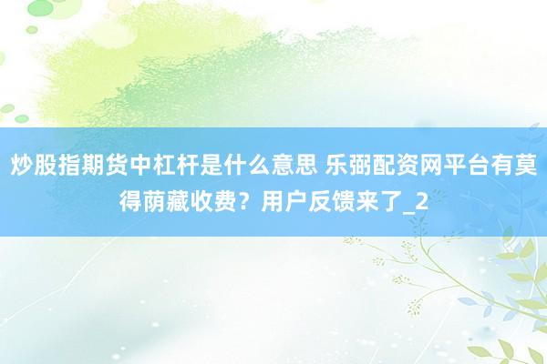 炒股指期货中杠杆是什么意思 乐弼配资网平台有莫得荫藏收费?用户反馈来了_2